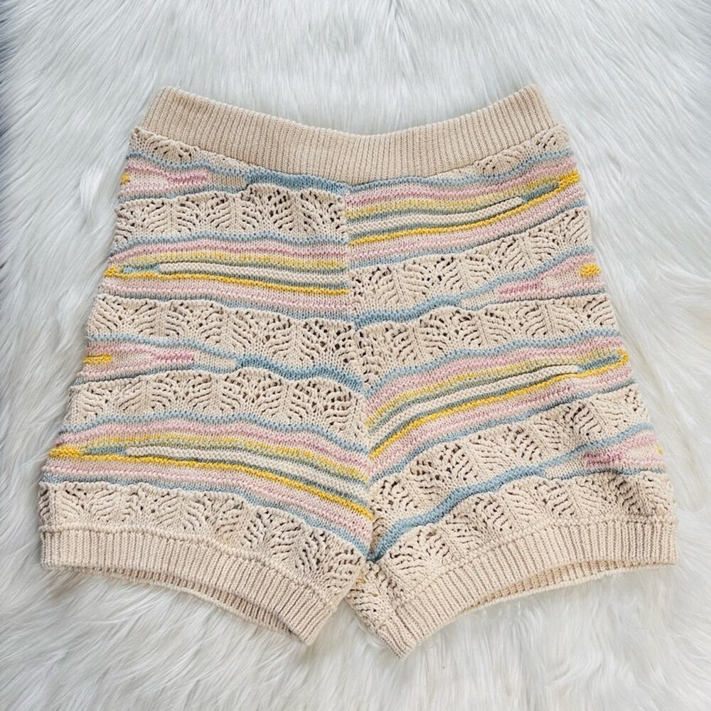 Zara Cream Knit Pointelle High Waist Bloomer Shorts